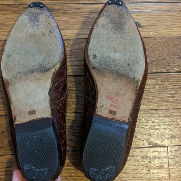 Brown ostrich lace up oxfords - Picture 2 of 5